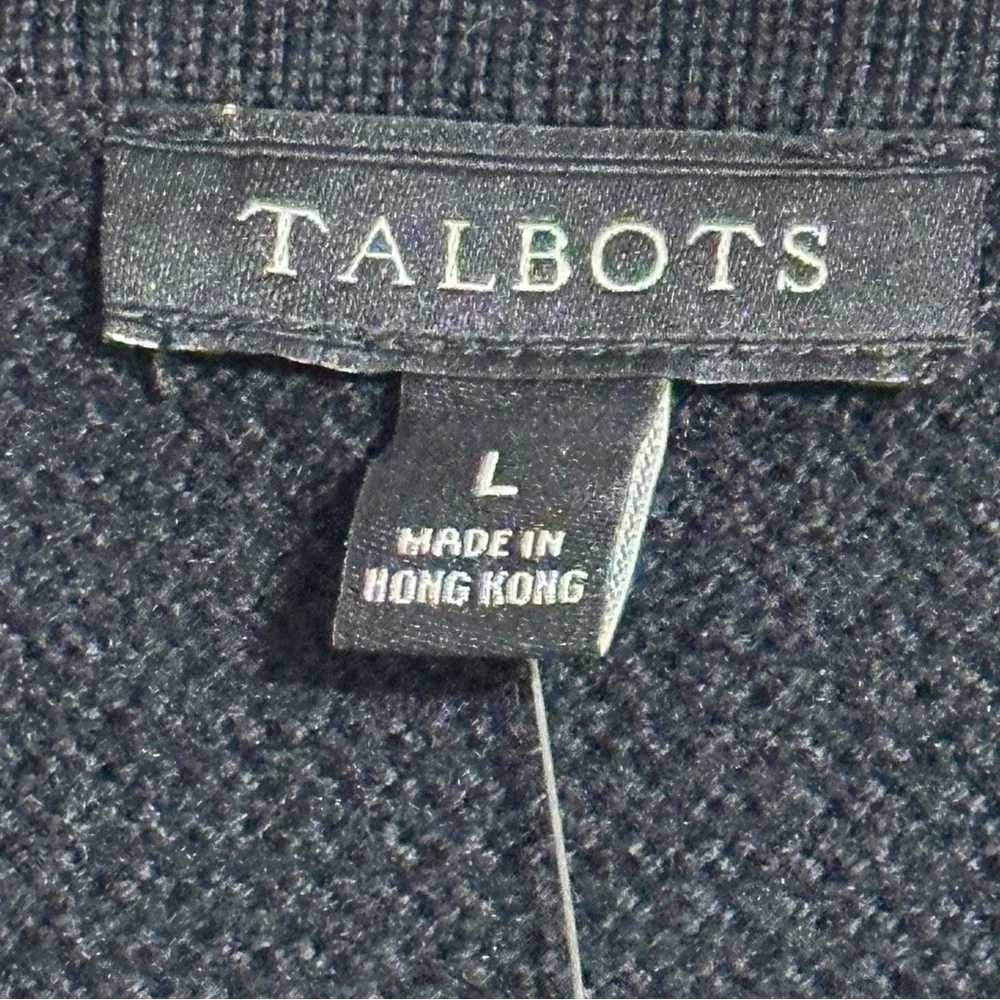Talbots NWT Open Front Black Mid Length Ribbed Knit Cotton Blend Cardigan - Picture 8 of 10